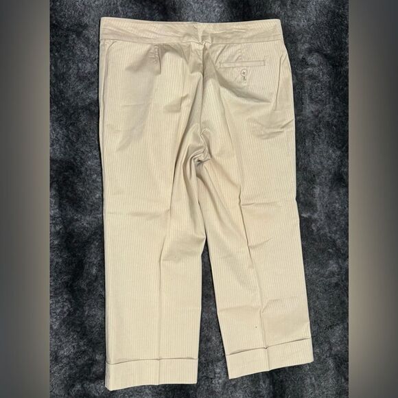 Simax Women 10 Stretch Beige Stripe Wide Leg Pedal Push Pants - Picture 10 of 10